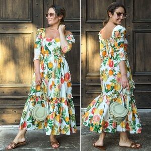 CARA CARA Blue Hill Printed Cotton-Poplin Midi Dress Size 0